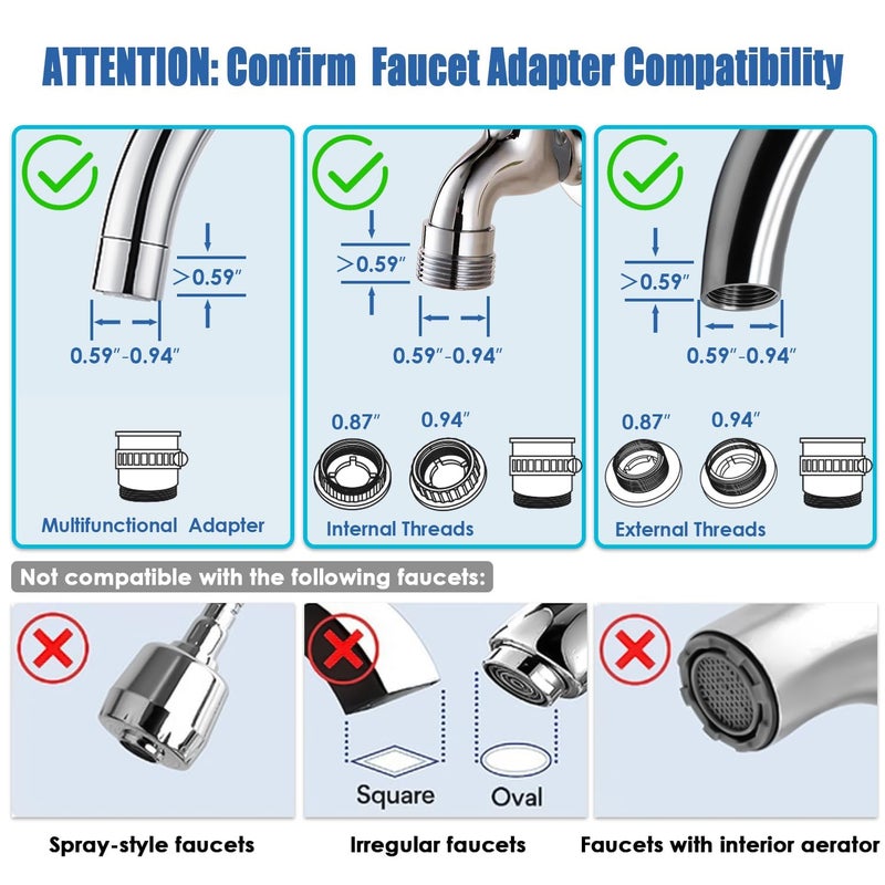Vortopt Faucet Filter, NSF Certified, 400 Gallon High Efficiency Water Purification System, Fast 99% Chlorine & Odor Removal with 1 Water Filter（T1-Black） - Image 2